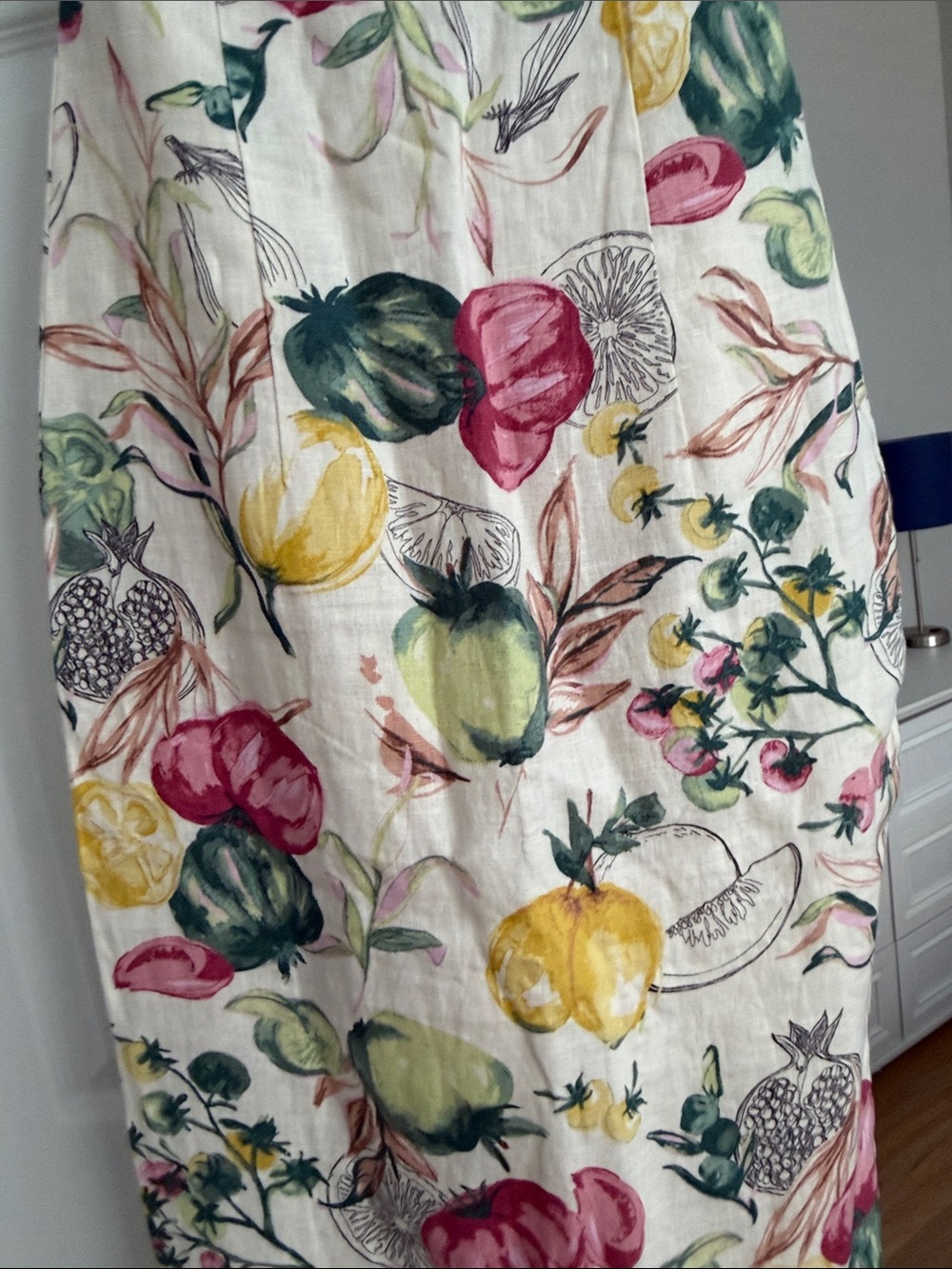 Abercrombie Floral Fruit-Print Spaghetti Strap Midi Dress - Cream - Picture 5 of 9
